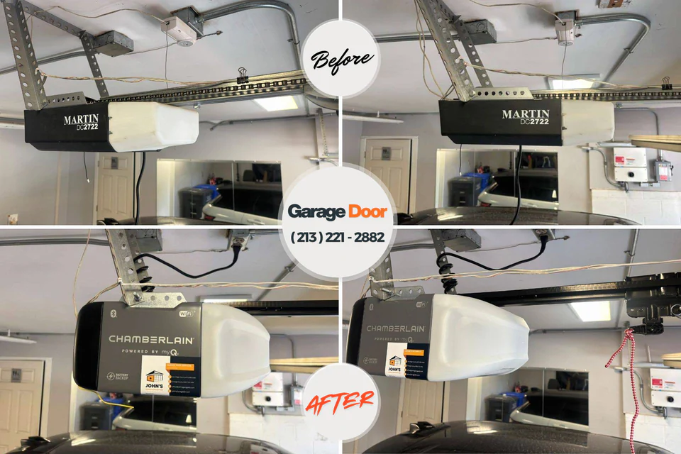 Before and after: garage door repair Water Mill, NY